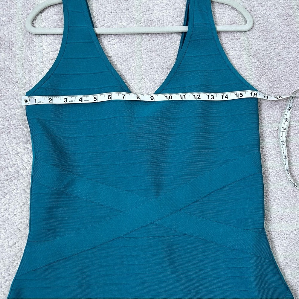 Dress the Population Teal Sleeveless Bandage Dress Bodycon Size Large - Picture 9 of 13